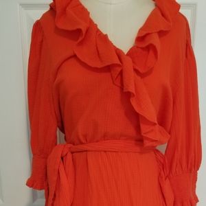 J Crew Ruffle Wrap Dress in Brilliant Sunshine